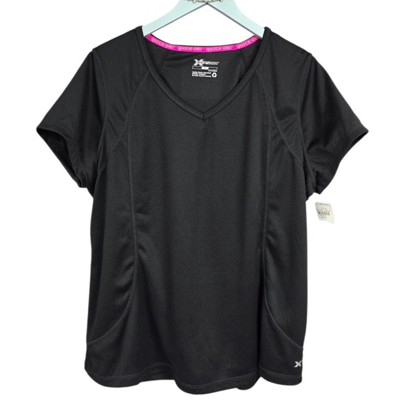 Xersion Tops - Xersion Womens 1X Black Quick-Dri V-Neck Mesh Tee Short Sleeve Athletic Top NEW